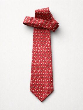Museum Artifacts Red Blue Cream Black Hockey Players Sticks Pucks Satin Necktie